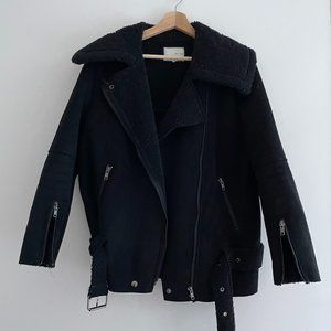 OAK + FORT Black Faux Suede Moto Jacket Sz Med (similar/inspired by Acne one!)